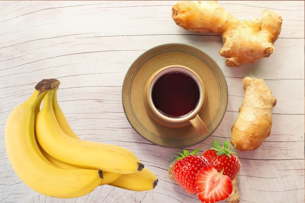 Ginger, strawberry, and banana tea