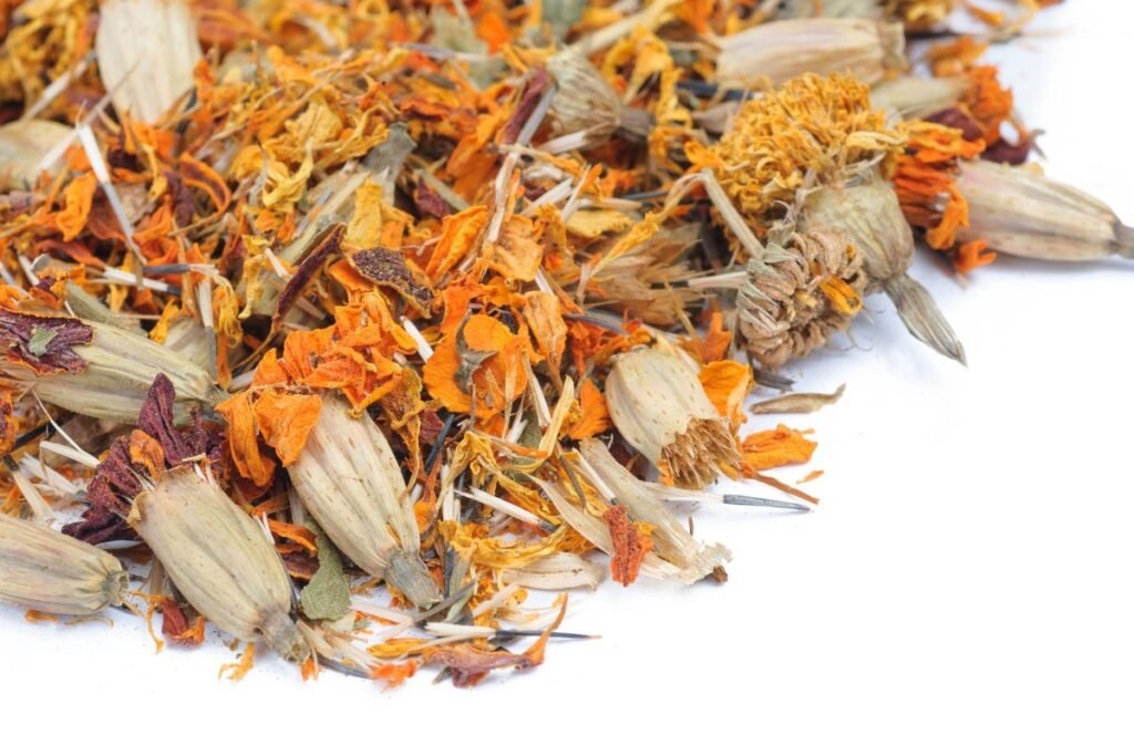 Marigold tea made off dry blossoms