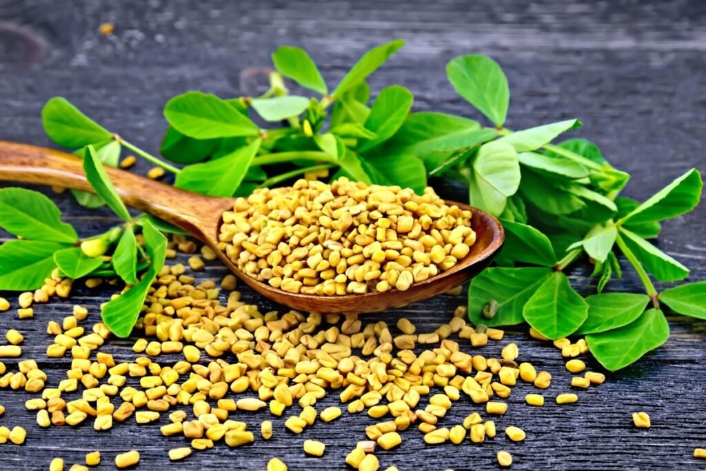 Fenugreek tea from seeds and leaves