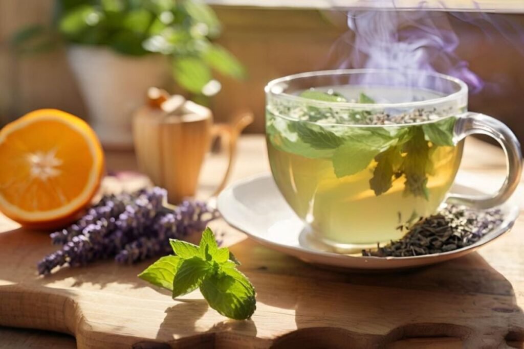 Lavender and Spearmint Tea with Orange and Ginger